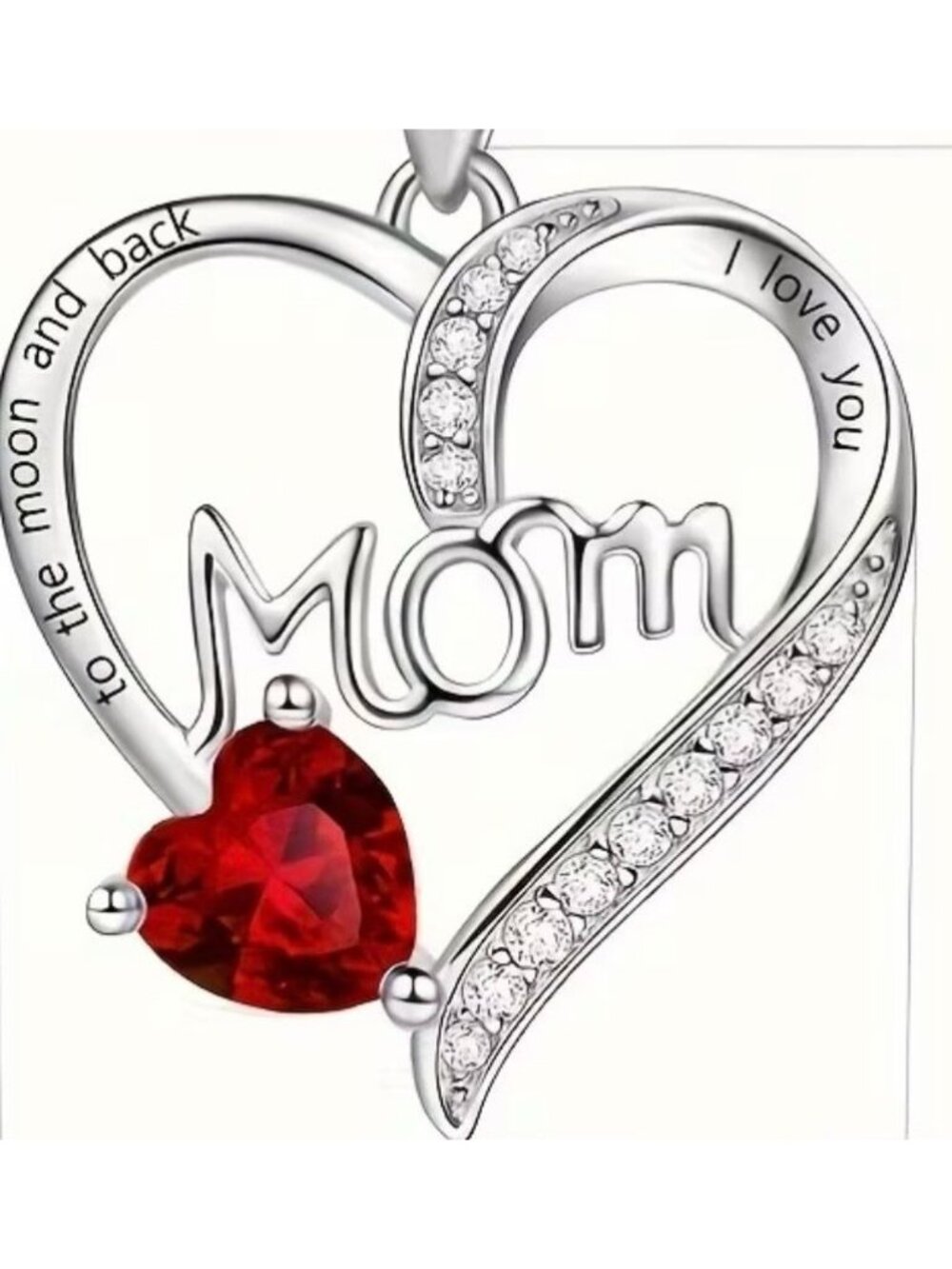 Women's Necklace with Red Pendant Mom